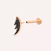 Black Sharp Siyah Pırlanta Taşlı Rose Altın Piercing