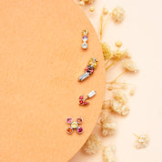 Bliss Flo Multicolor Safir Taşlı Beyaz Altın Tek Küpe