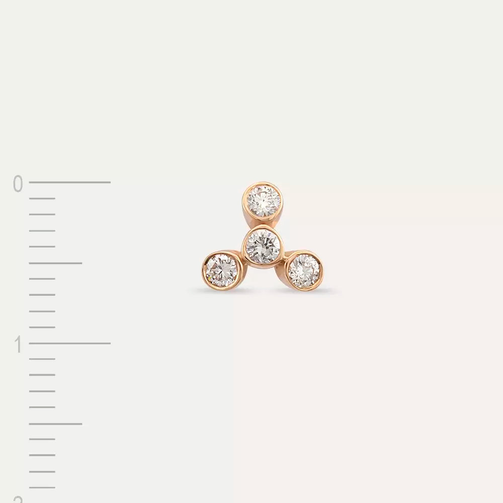 Dots Four Pırlanta Taşlı Rose Altın Tek Küpe