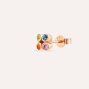 Bliss Frame Multicolor Safir Taşlı Rose Altın Tek Küpe