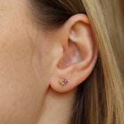 Bliss Frame Multicolor Safir Taşlı Rose Altın Tek Küpe