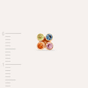 Bliss Frame Multicolor Safir Taşlı Rose Altın Tek Küpe