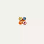 Dots Frame Multicolor Safir Taşlı Rose Altın Tek Küpe