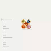 Dots Frame Multicolor Safir Taşlı Rose Altın Tek Küpe