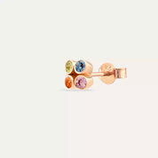 Dots Frame Multicolor Safir Taşlı Rose Altın Tek Küpe