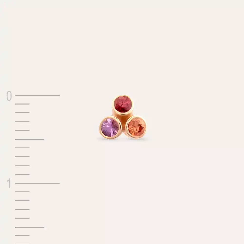 Blissy Multicolor Safir Taşlı Rose Altın Tek Küpe