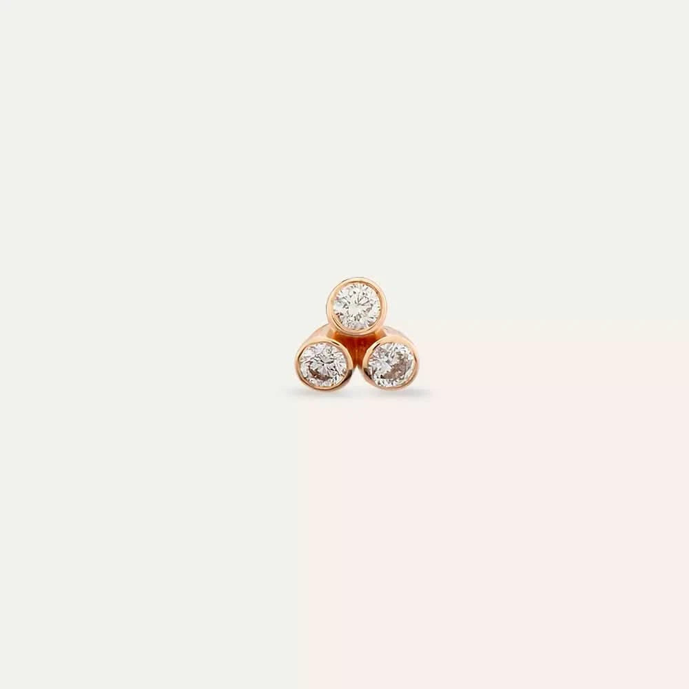 Blissy Pırlanta Taşlı Rose Altın Tek Küpe