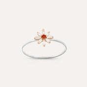 Blossom 0.15 CT Red Safir ve Baget Pırlanta Taşlı Yüzük