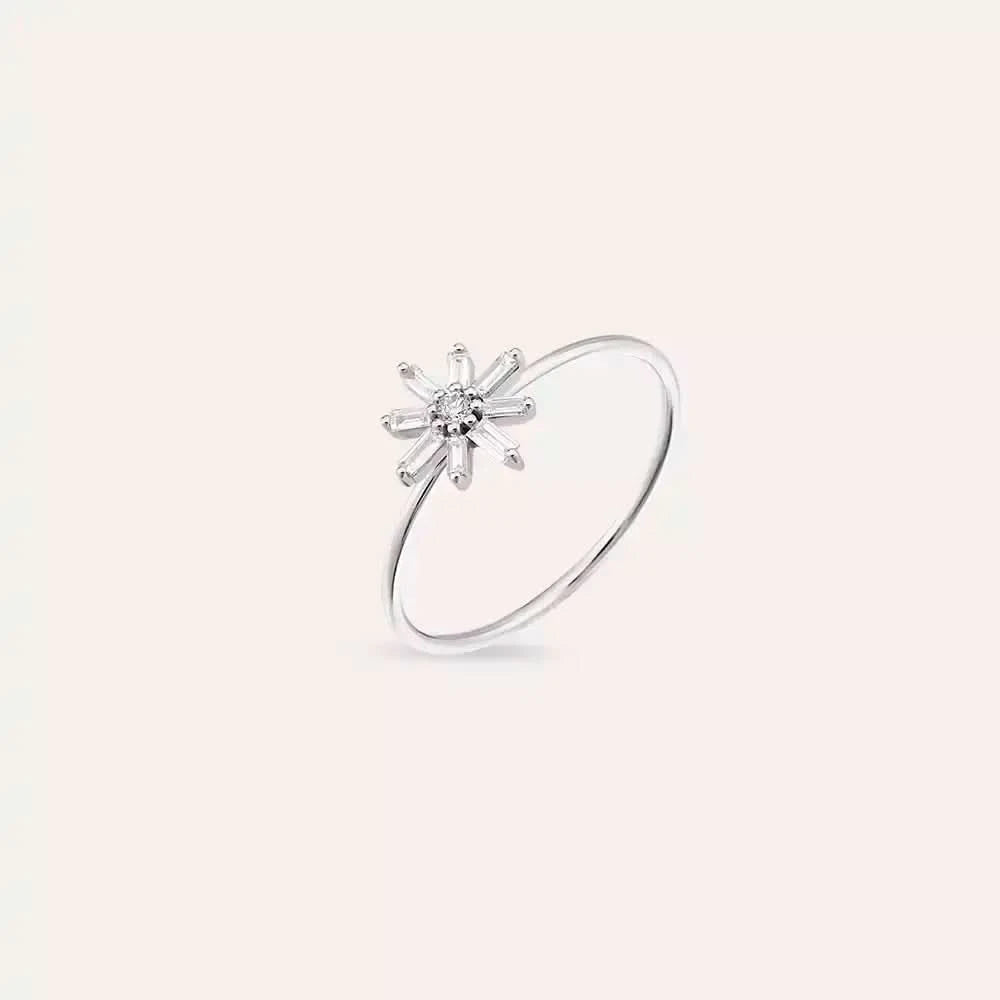 Blossom 0.12 CT Baget Pırlanta Taşlı Beyaz Altın Yüzük