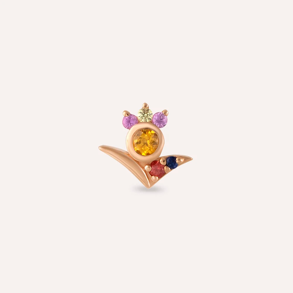 Bona Multicolor Safir Taşlı Rose Altın Piercing