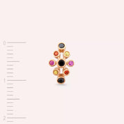 Bond Siyah Pırlanta ve Multicolor Safir Taşlı Rose Altın Tek Küpe