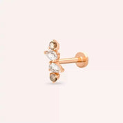Brill Brown Pırlanta Taşlı Rose Altın Piercing