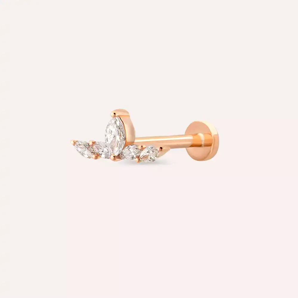 Brine Pırlanta Taşlı Rose Altın Piercing