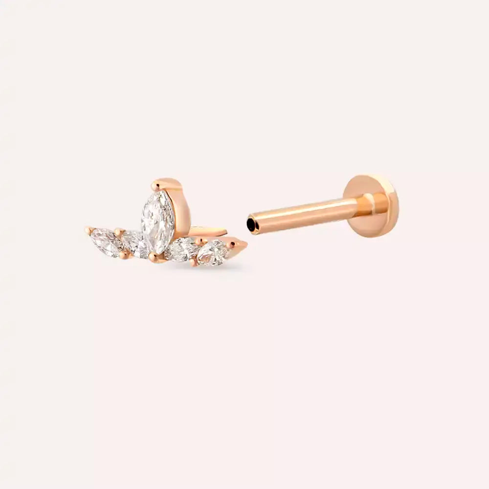 Brine Pırlanta Taşlı Rose Altın Piercing