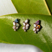Bunch 0.54 CT Pırlanta ve Multicolor Safir Taşlı Rose Altın Tek Küpe