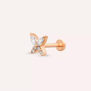 Pion Pırlanta Taşlı Rose Altın Piercing