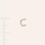 C Harf Pırlanta Taşlı Rose Altın Tek Küpe