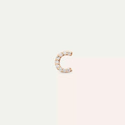 C Harf Pırlanta Taşlı Rose Altın Tek Küpe