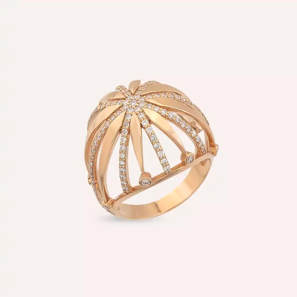 Cage 0.82 CT Pırlanta Taşlı Rose Altın Yüzük