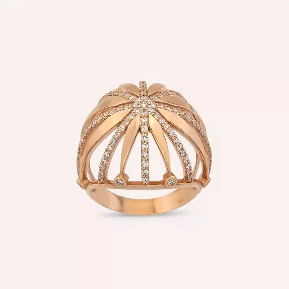 Cage 0.82 CT Pırlanta Taşlı Rose Altın Yüzük