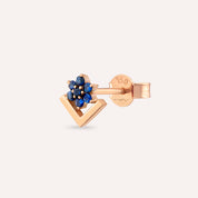 Camelia Blue Safir Taşlı Rose Altın Tek Küpe
