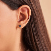 Camelia Blue Safir Taşlı Rose Altın Tek Küpe