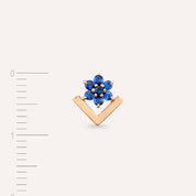 Camelia Blue Safir Taşlı Rose Altın Tek Küpe