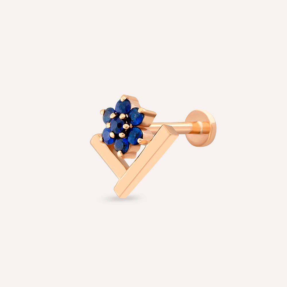 Camelia Blue Safir Taşlı Rose Gold Piercing - Tufanlar Kuyumculuk