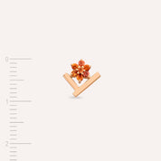 Camelia Orange Safir Taşlı Rose Altın Tek Küpe