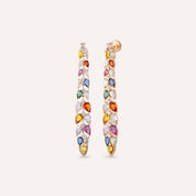 Candy 19.43 CT Multicolor Safir ve Pırlanta Taşlı Rose Altın Küpe