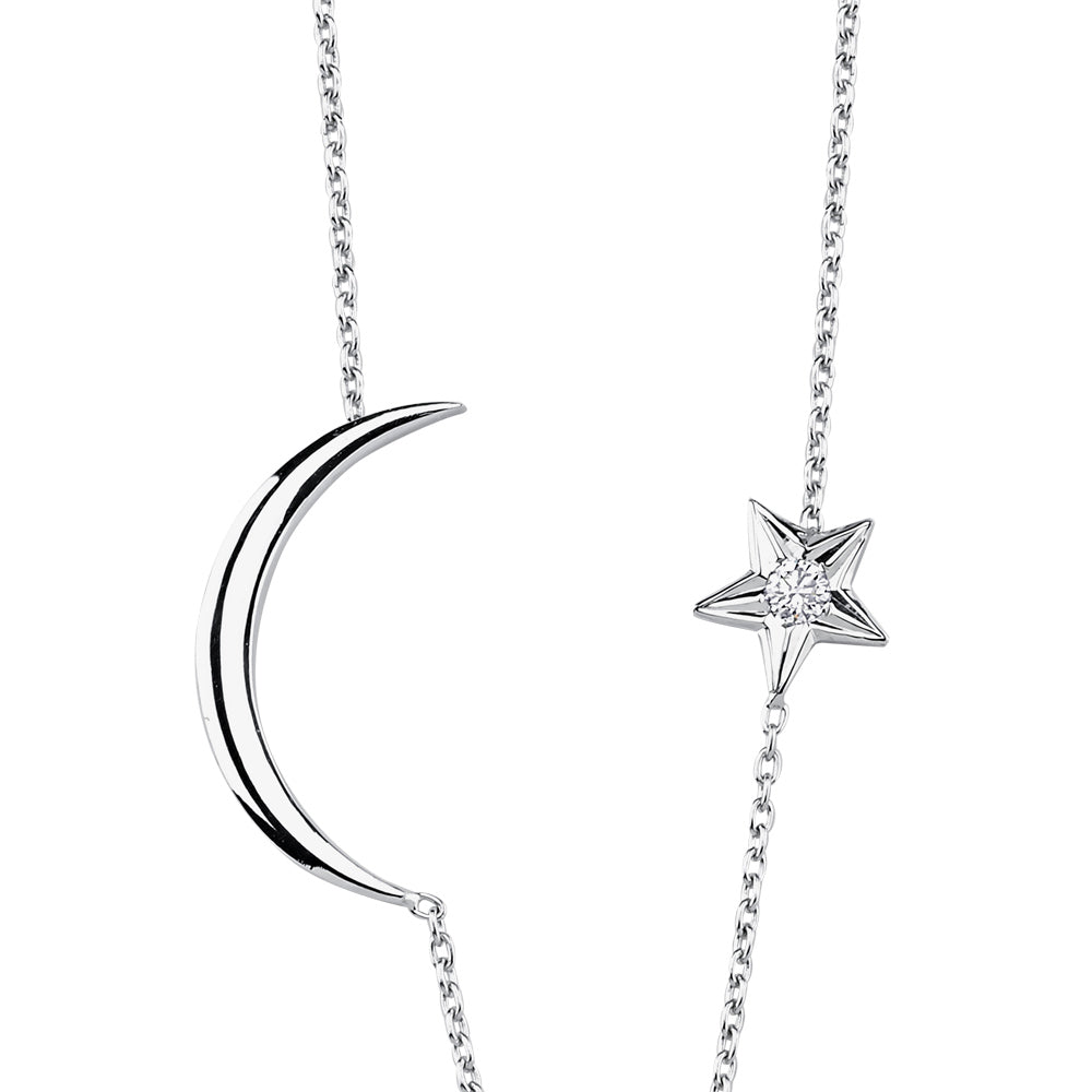 0.05 ct. Pırlanta Ay Yıldız Kolye