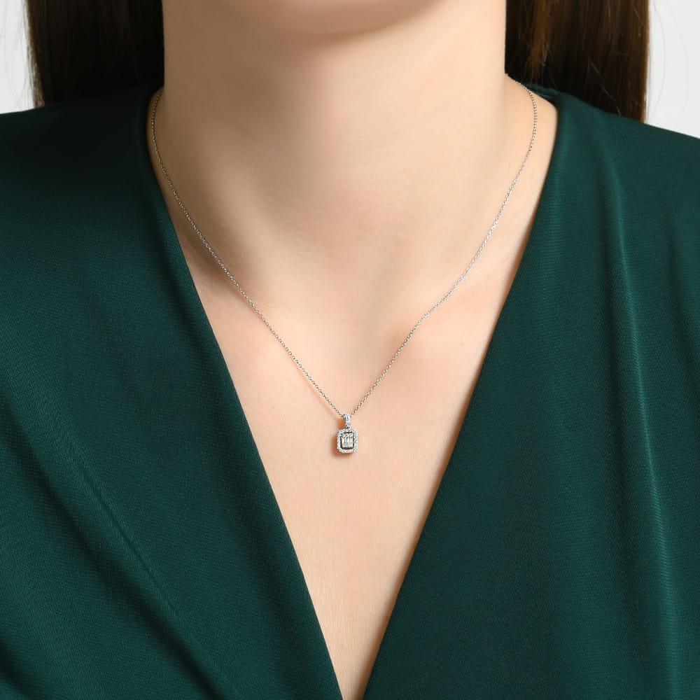 0.15 ct. Pırlanta Laranj Baget Kolye - Tufanlar Kuyumculuk