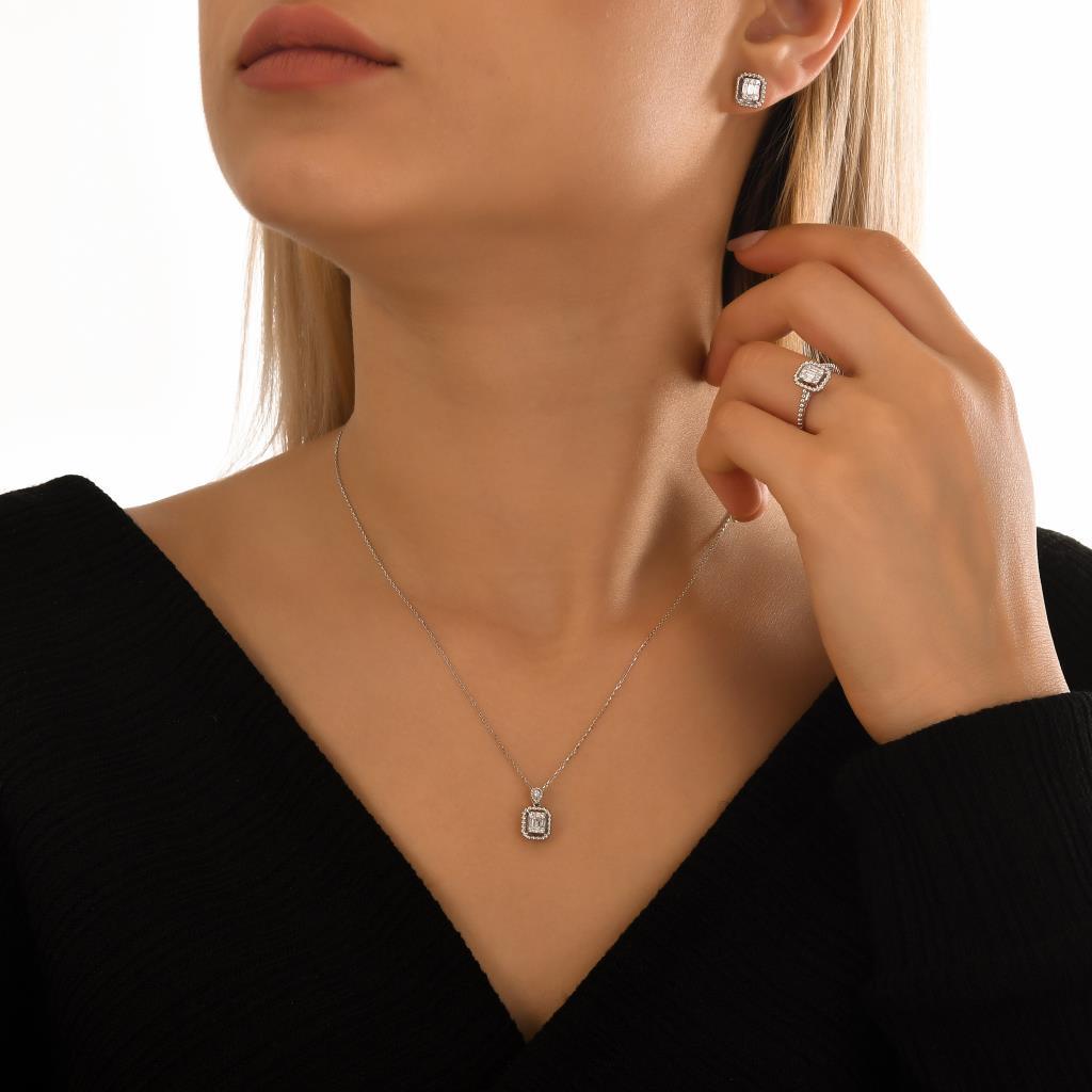 0.18 ct. Pırlanta Baget Kolye - Tufanlar Kuyumculuk