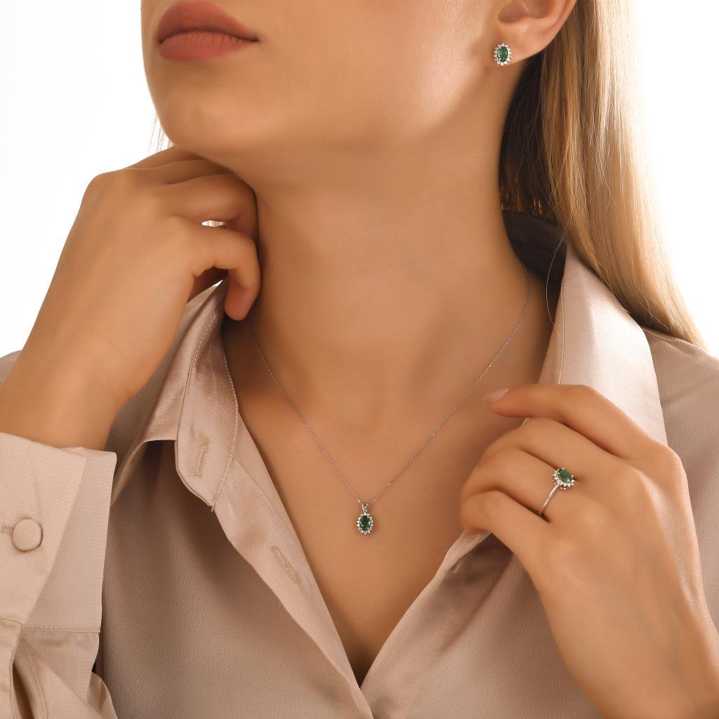 0.48 ct. Pırlanta Doğal Zümrüt Kolye - Tufanlar Kuyumculuk