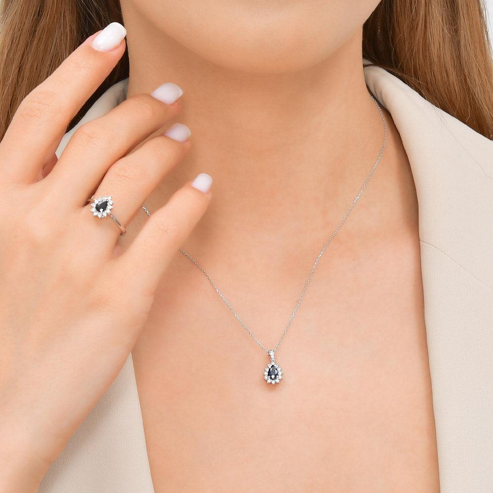 0.70 ct. Pırlanta Doğal Safir Kolye - Tufanlar Kuyumculuk