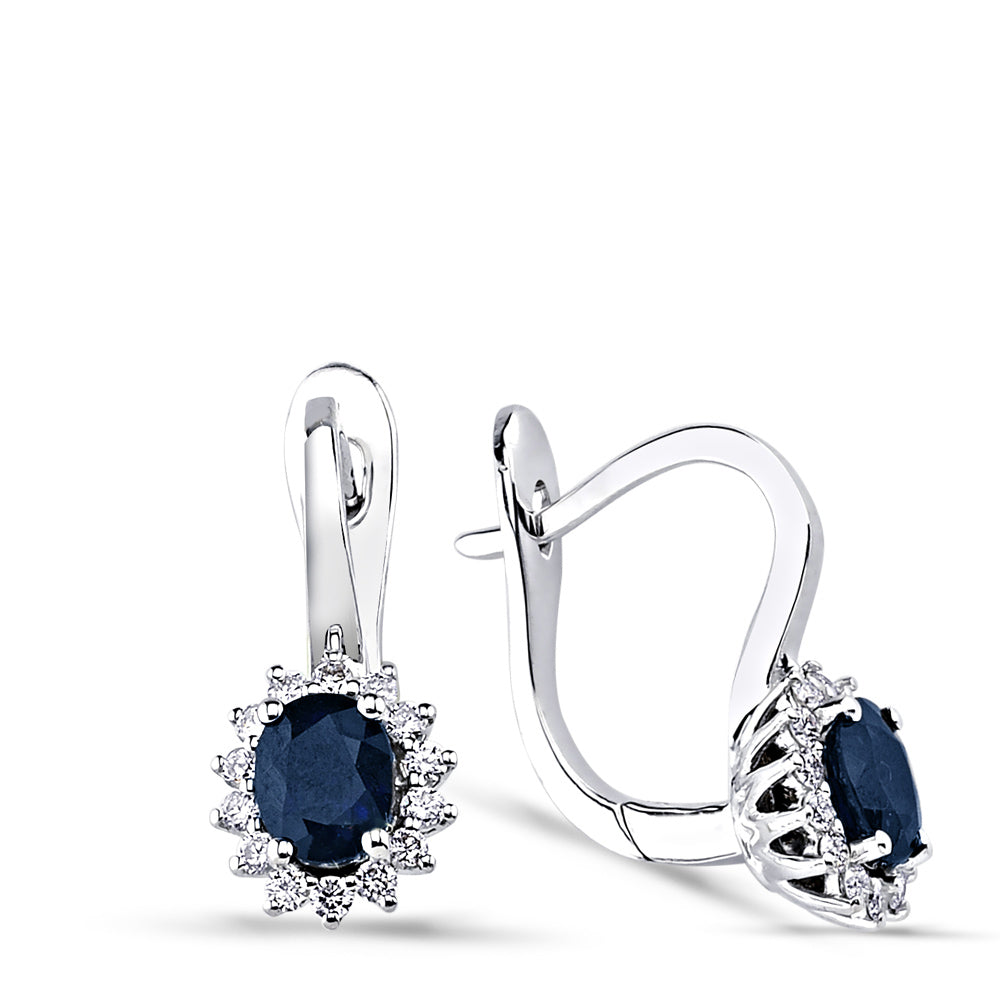 1.27 ct. Pırlanta Doğal Safir Küpe