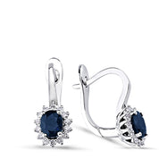 1.27 ct. Pırlanta Doğal Safir Küpe