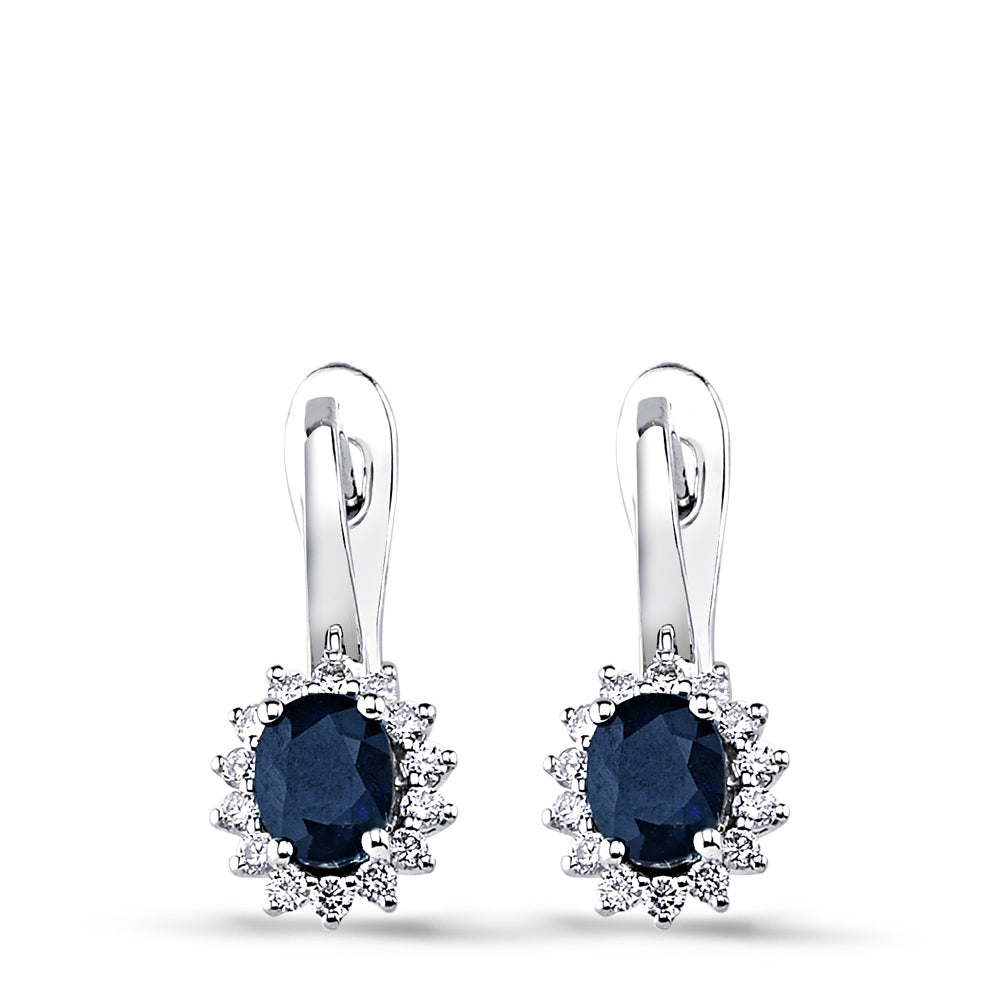 1.27 ct. Pırlanta Doğal Safir Küpe
