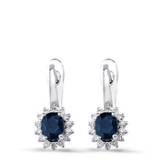 1.27 ct. Pırlanta Doğal Safir Küpe
