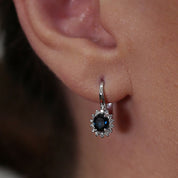 1.27 ct. Pırlanta Doğal Safir Küpe