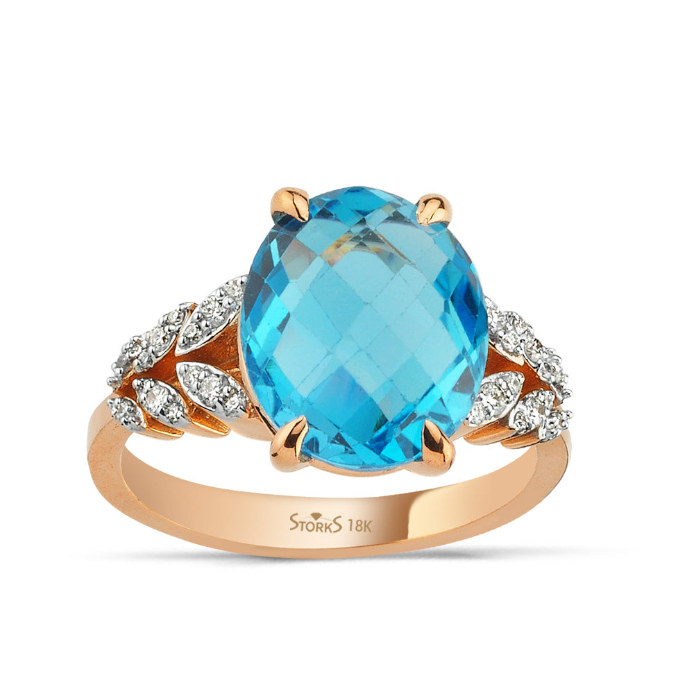 6.01 ct. Pırlanta Blue Topaz Yüzük