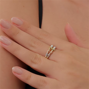 Çift Sıra Top Top Altın Yüzük