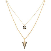 Çift Zincir Siyah Mineli Üçgen Kolye