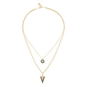 Çift Zincir Siyah Mineli Üçgen Kolye