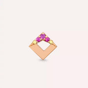 Clara Yellow ve Pink Safir Taşlı Rose Altın Piercing