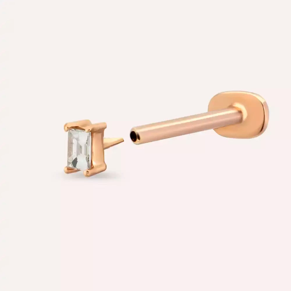 Classic Pırlanta Taşlı Rose Altın Piercing