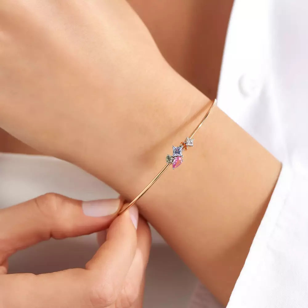 Lily Multicolor Safir ve Pırlanta Taşlı Rose Altın Bileklik