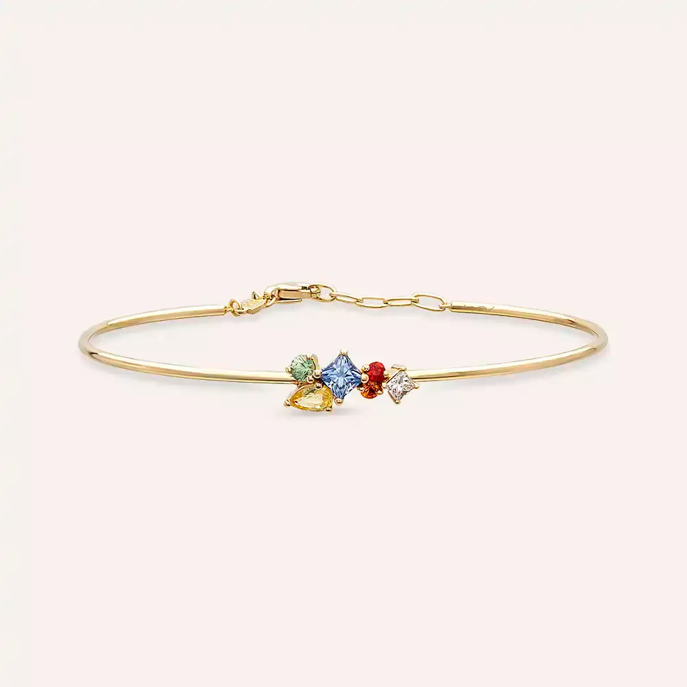 Candy Multicolor Safir ve Pırlanta Taşlı Sarı Altın Bileklik