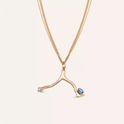 Branch Blue Safir ve Pırlanta Taşlı Rose Altın Kolye