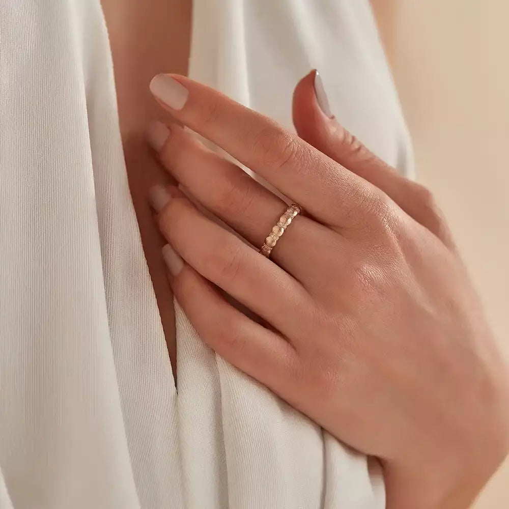 Cord Matte 0.20 CT Pırlanta Taşlı Rose Altın Yüzük